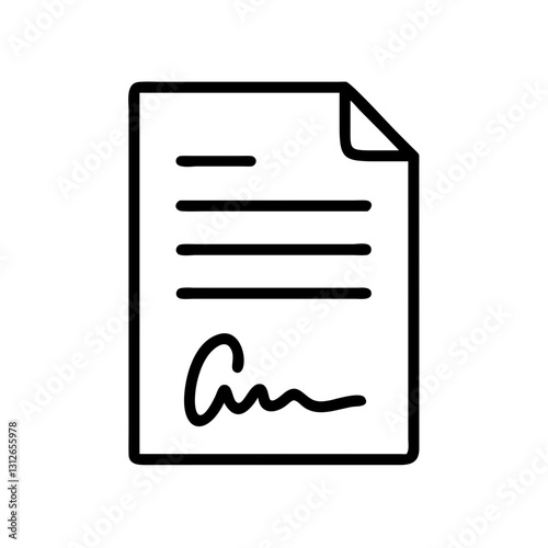 Document icon with signature, official paperwork concept