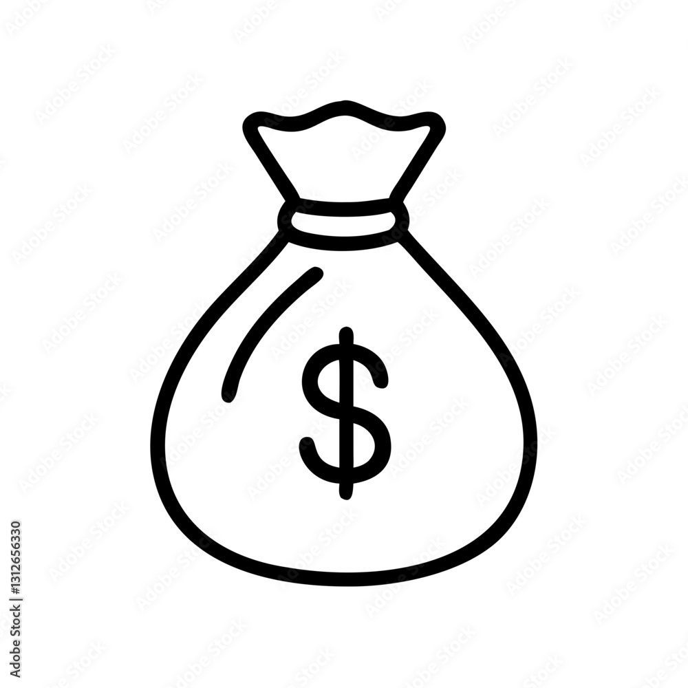 Money bag icon representing wealth, financial concept Money bag icon representing wealth, financial concept
