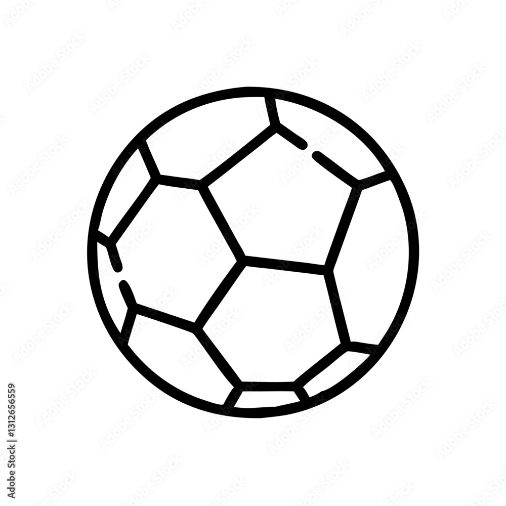 Soccer ball icon with hexagons, sports and recreation concept Soccer ball icon with hexagons, sports and recreation concept