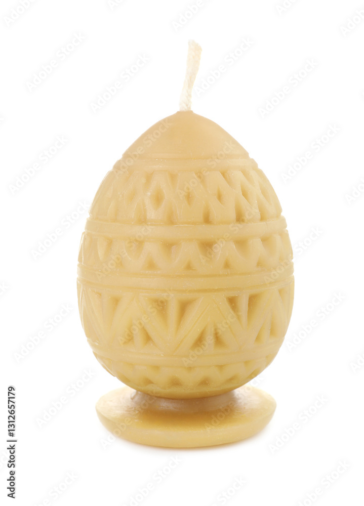 Yellow egg-shaped candle isolated on white. Easter decor Yellow egg-shaped candle isolated on white. Easter decor