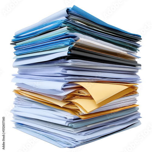Large Stack Of Documents And Papers Isolated On A Transparent Background