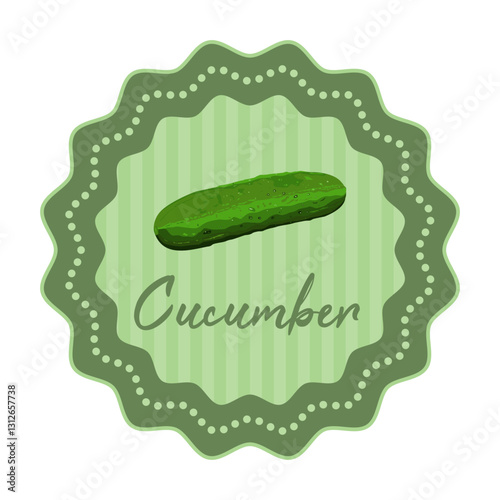 Organic product classic round label tag with Pickled Cucumber.