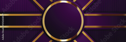 Purple gold geometric backdrop design oval frame