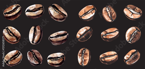 set of hand-drawn coffee beans