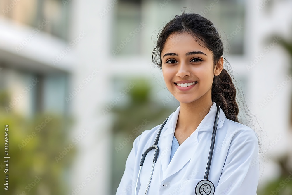Self-assured Indian woman med student on university grounds
Self-assured Indian woman med student on university grounds