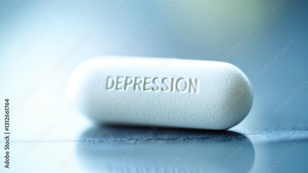 Close-up of a white pill with the inscription Close-up of a white pill with the inscription
