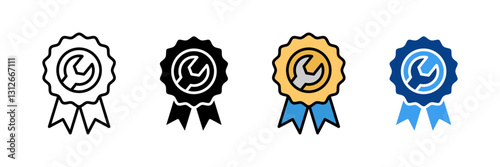 Warranty Badge Icon Set Multiple Style Collection