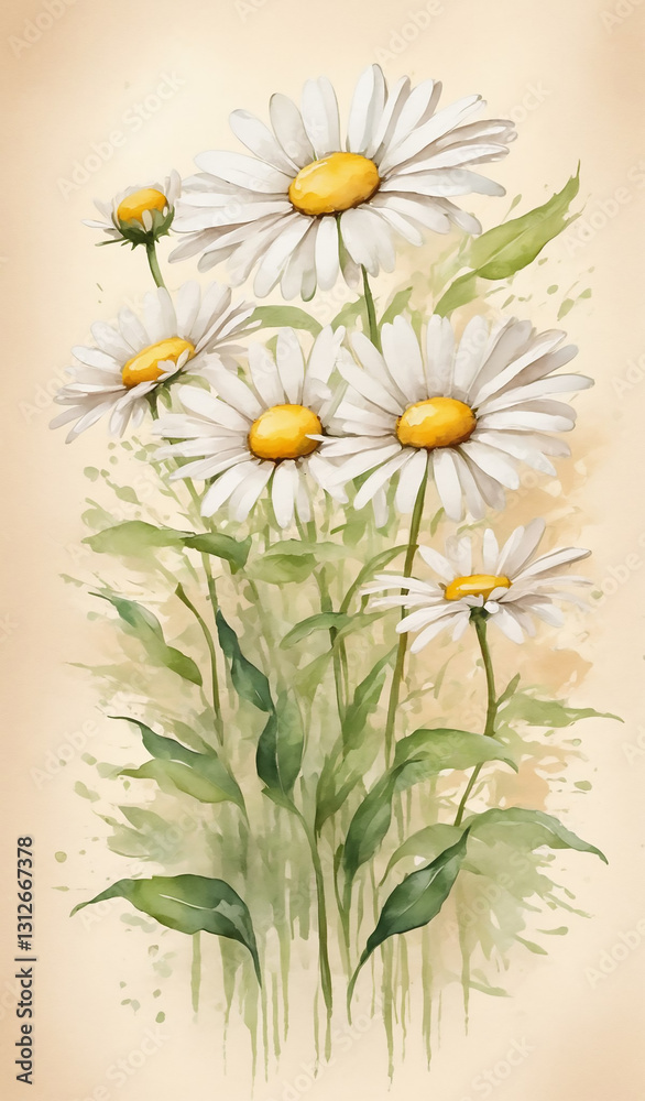 Fototapeta premium watercolor bouquet of daisies