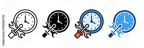 Repair Time Clock Icon Set Multiple Style Collection