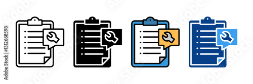 Repair Checklist Icon Set Multiple Style Collection
