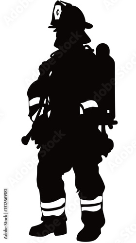 Firefighter Silhouette Vector Illustration for Safety and Heroism Concepts