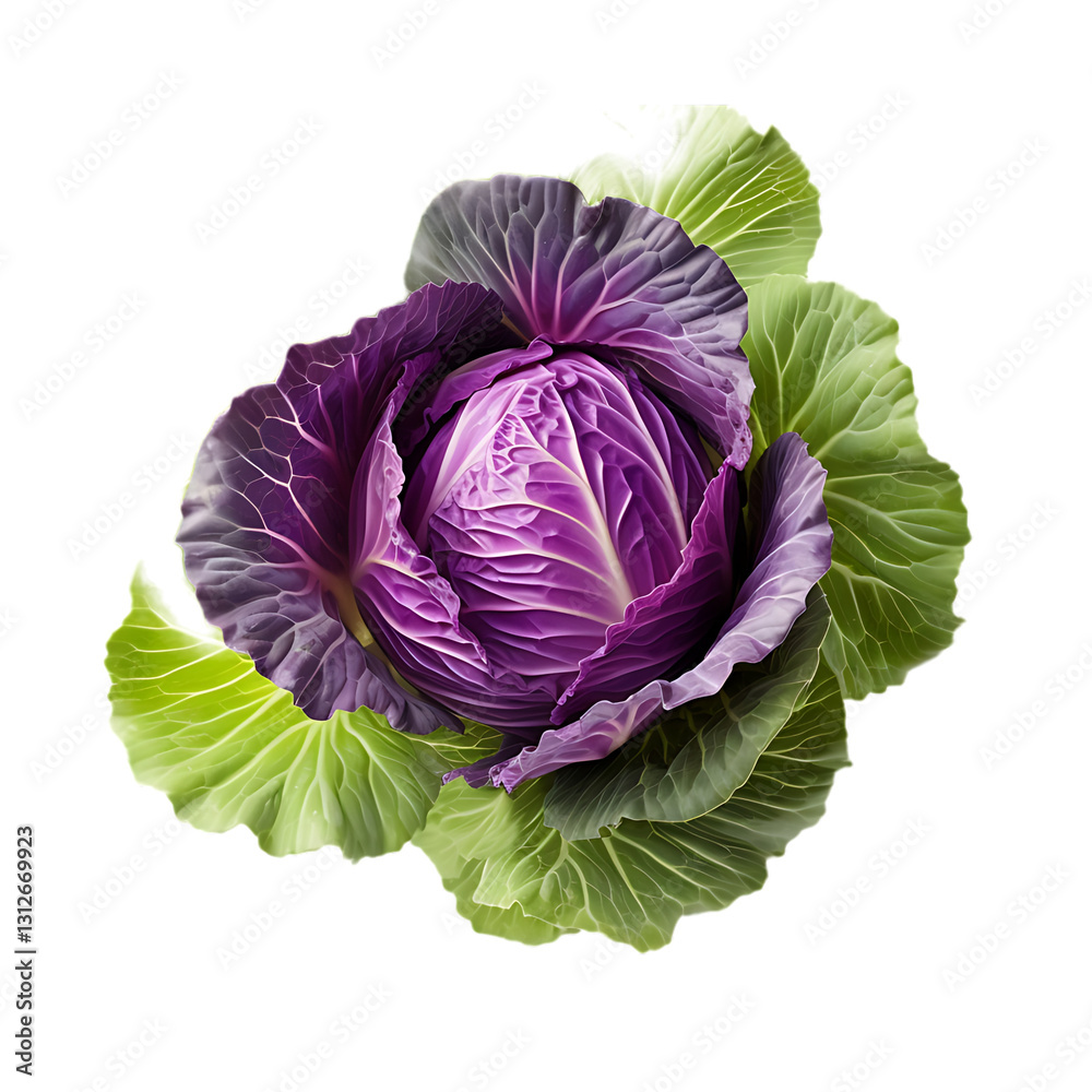Obraz premium Isolated Cabbage PNG Cutout with Transparent Backdrop, Perfect for Market, Nutrition, and Recipe Images
