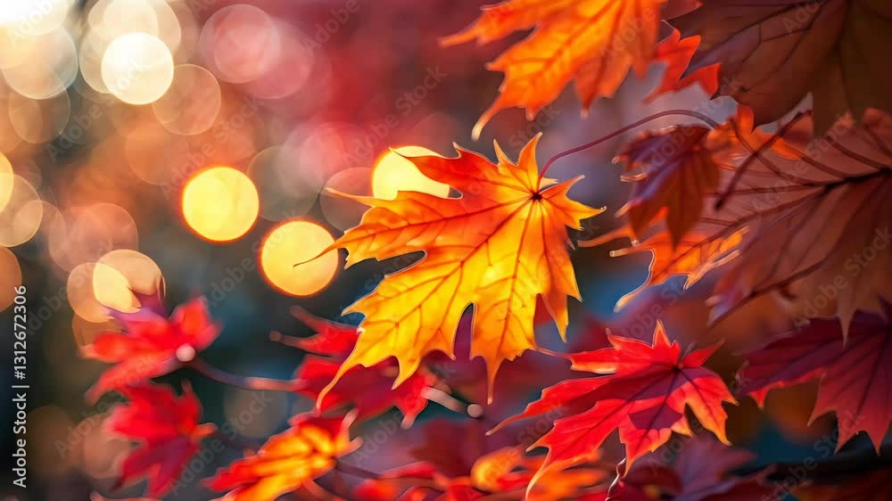 Vibrant autumn leaves glowing under soft golden sunlight with a dreamy background
Vibrant autumn leaves glowing under soft golden sunlight with a dreamy background