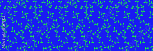 Leaf. Green, blue and black seamless pattern. Composition with leaves in a minimalist style. Vector background for banner, poster, festival, music and parties