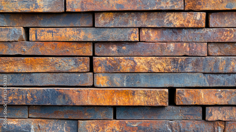 Rusty brick wall texture with weathered surface and earthy tones Rusty brick wall texture with weathered surface and earthy tones