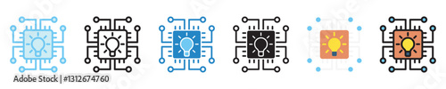 Reinforcement Learning multi style icon set. use for modern concept, print, UI, UX kit, web and app development. Vector EPS 10, related to artificial intelligence, technology theme.
