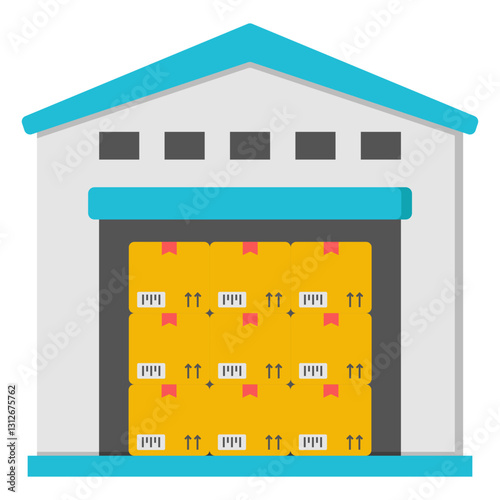 Flat design icon of warehouse