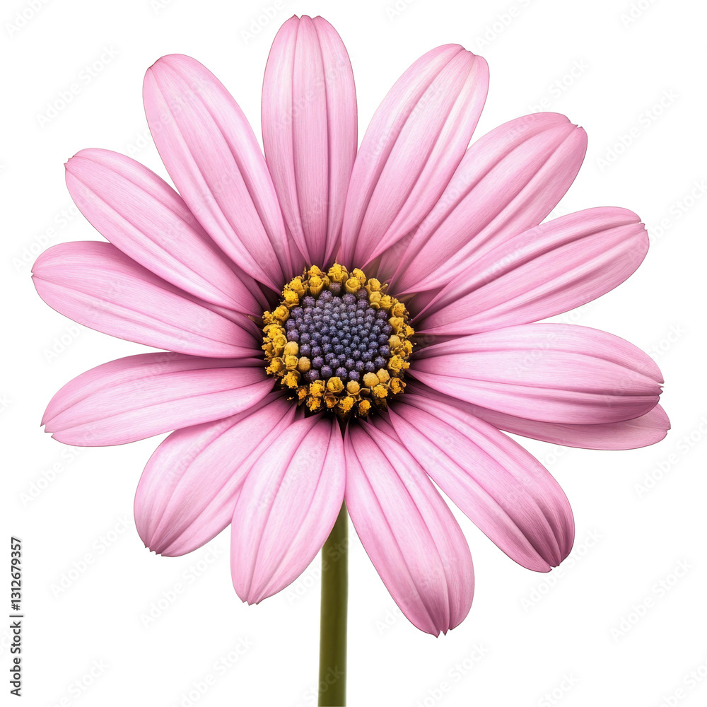 This stunning pink African daisy stands isolated, highlighting its delicate petals and rich texture, Pink african daisy isolated This stunning pink African daisy stands isolated, highlighting its delicate petals and rich texture, Pink african daisy isolated