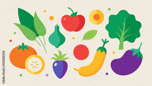 Vegetable icon. Vegetable icon set. Cartoon style
