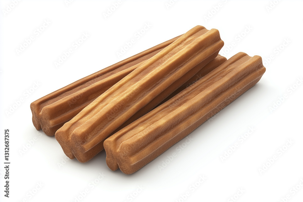 3d isometric illustration of Churros, isolated on white, food art 3d isometric illustration of Churros, isolated on white, food art