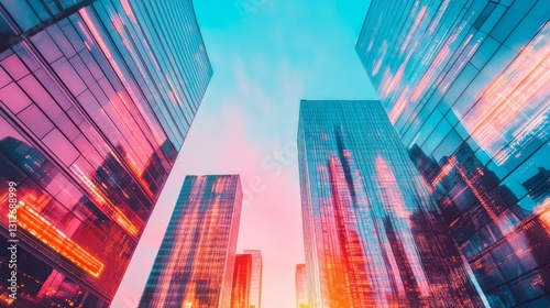 Wallpaper Mural Urban cyber metaverse, where data streams visibly overlay real buildings Torontodigital.ca