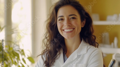 Femme médecin souriante en blouse blanche