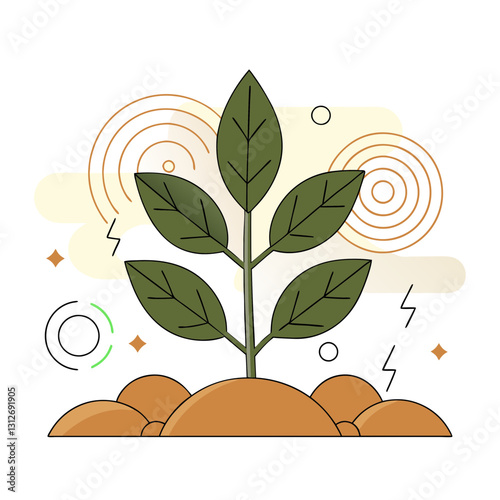 Bio-energy icon representing growth in nourishing soil, sustainability concept