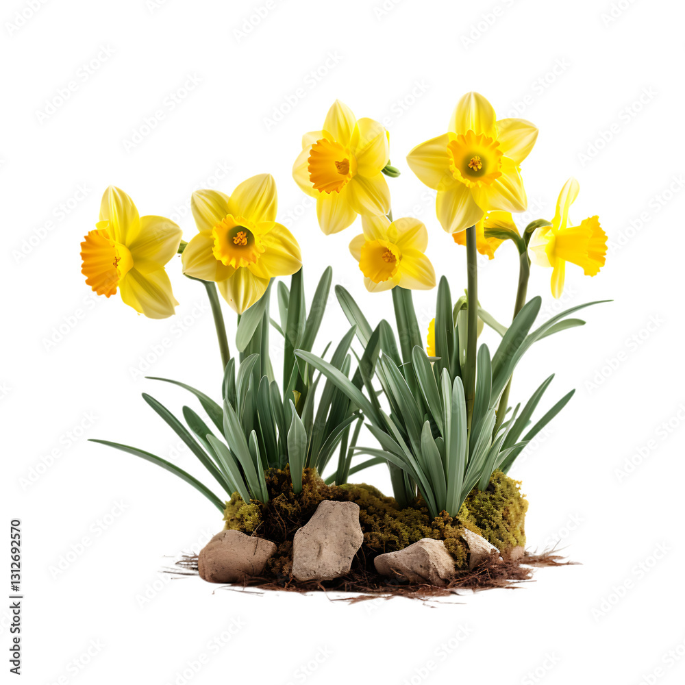 Realistic Daffodils Plant PNG Cutout with Transparent Backdrop – High-Quality Botanical Clipart for Design Work Realistic Daffodils Plant PNG Cutout with Transparent Backdrop – High-Quality Botanical Clipart for Design Work