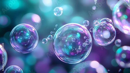 Wallpaper Mural vibrant purple and teal abstract background with overlapping floating bubbles and soft gradients, sleek and futuristic, playful and artistic design Torontodigital.ca