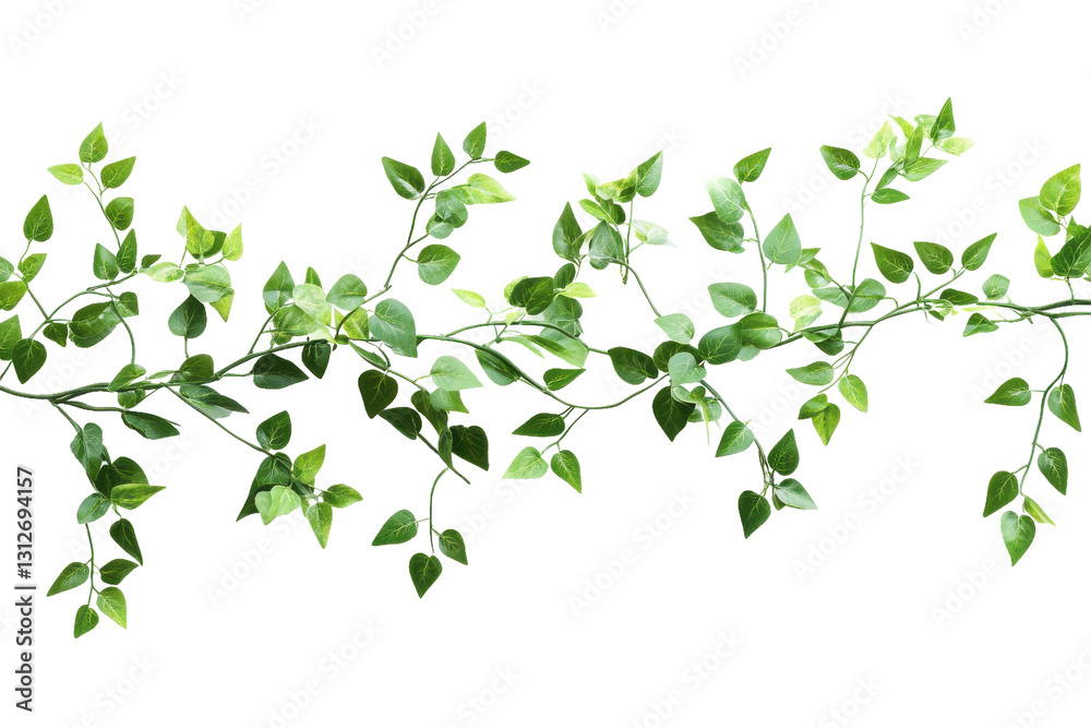 a green leafy garland with white flowers and a natural and elegant appearance a green leafy garland with white flowers and a natural and elegant appearance