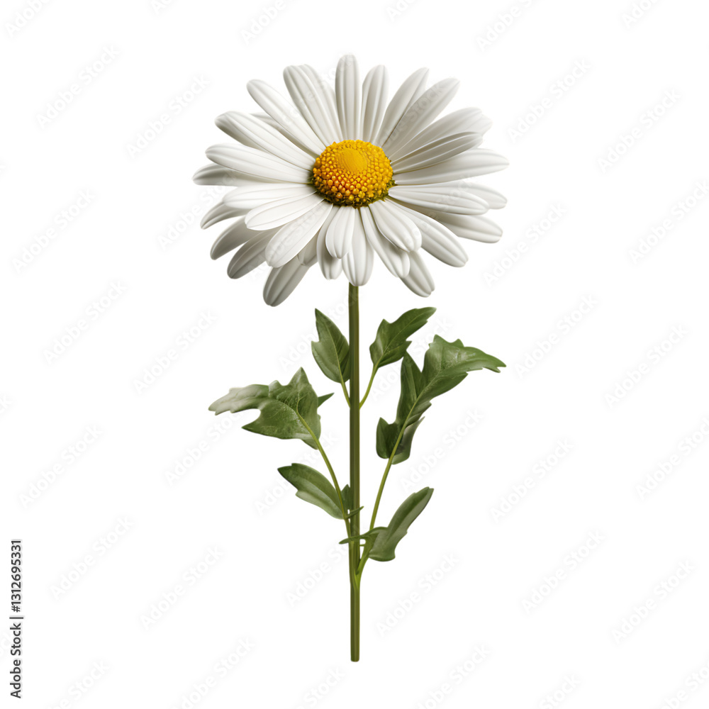 Fototapeta premium Beautiful White Daisy Plant PNG Cutout on Transparent Backdrop – Perfect for Designs, Art, and Decoration