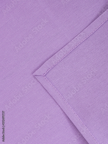 Purple napkin close-up. High-quality fabric and tailoring.