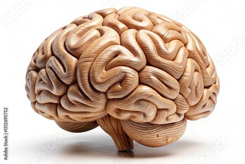 3d illustration of human brain made of wood