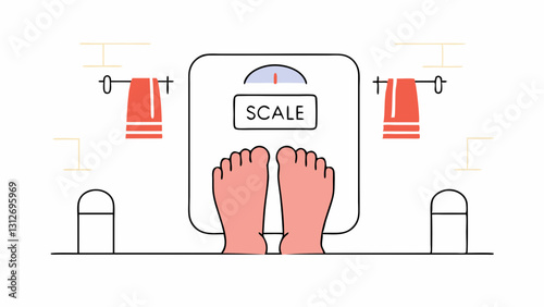 Feet on scale in a minimalist bathroom setting