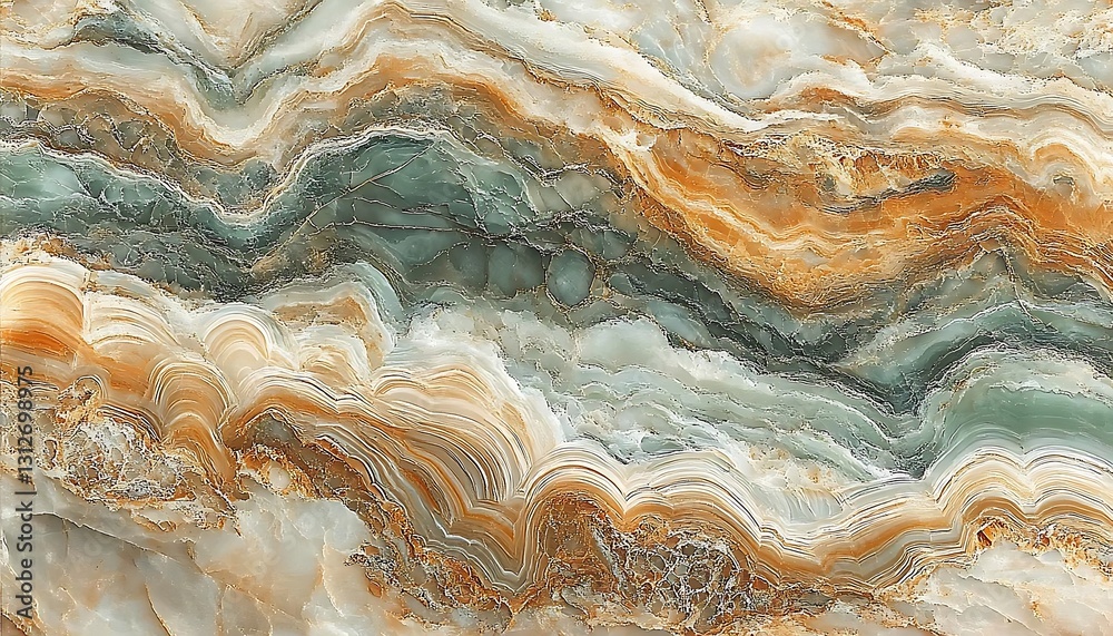 Fototapeta premium Abstract Beige Green Brown Swirling Marble Texture Background
