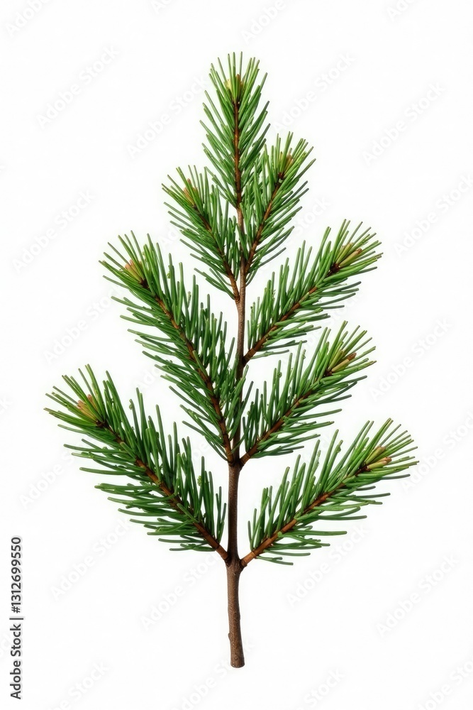 Single fir branch isolated on white background, fir branch, snowy landscape, coniferous Single fir branch isolated on white background, fir branch, snowy landscape, coniferous