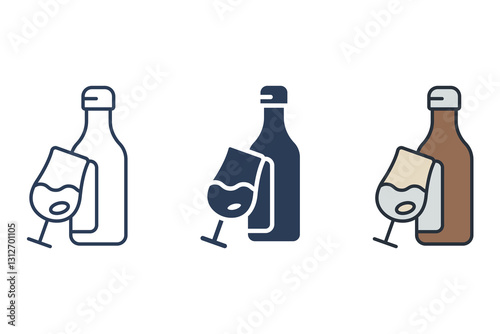 mini bar icons isolated on White Background. Flat style design