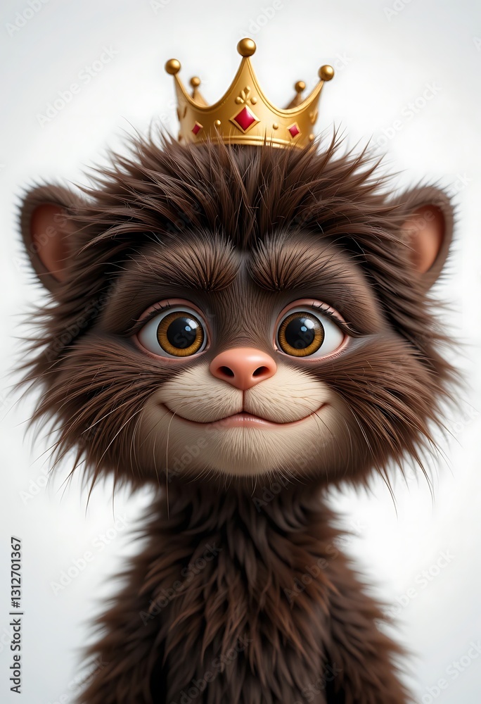 Fototapeta premium Adorable Fuzzy Kitten Wearing a Golden Crown