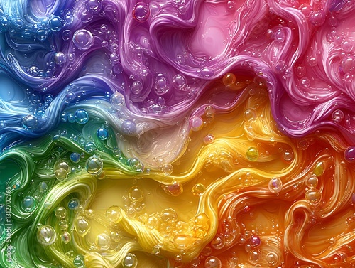 Rainbow Slime Swirls with Bubbles
