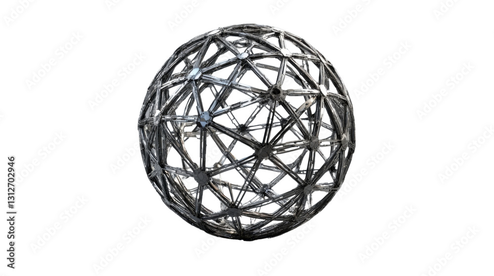Metallic wireframe sphere rotating on transparent background Metallic wireframe sphere rotating on transparent background