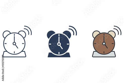 wake up bell icons isolated on White Background. Flat style design