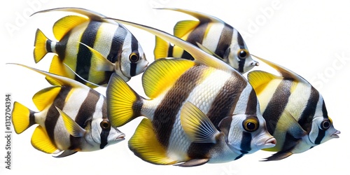 schooling bannerfish isolated on white background photo