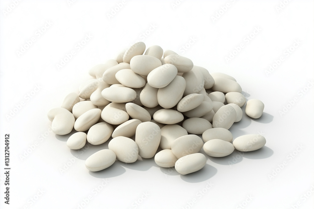 3d isometric illustration of Lima Beans, isolated on white, food art 3d isometric illustration of Lima Beans, isolated on white, food art