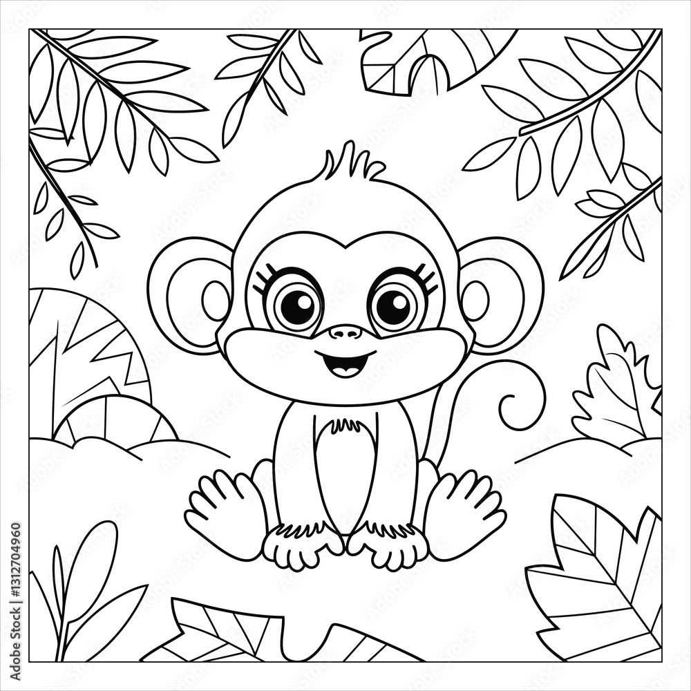 Obraz premium Monkey coloring page outline