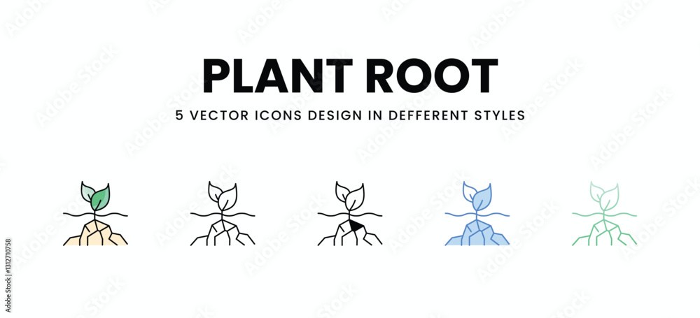 Plant Root vector icons set stock illustration. Plant Root vector icons set stock illustration.