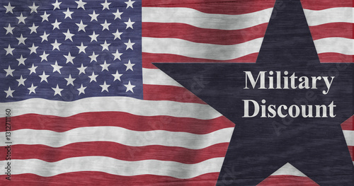 Εκτύπωση καμβά Military Discount on star with a USA flag