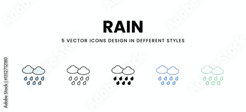 Rain vector icons set stock illustration.