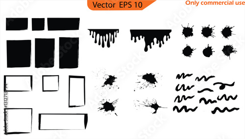 Set of black and white vector illustration. Paper different scraps set ripped page piece. Torn note paper page. Ripped note notebook grainy paper strips stuck. 