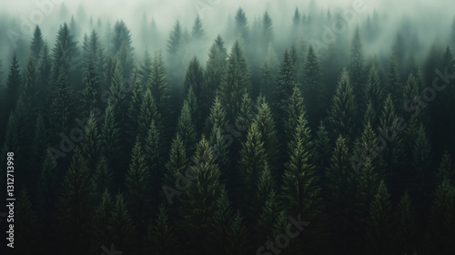 Aerial View of a Dense Forest in Remote Control Aerial Style – High-Resolution Photo with Rich Detail, Green and Deep Black Tones