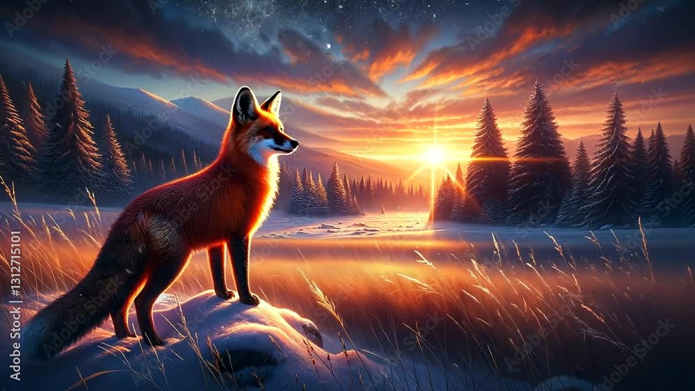 Roter Fuchs bei Sonnenuntergang